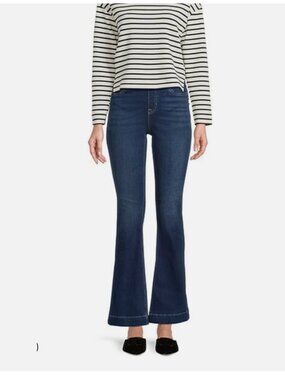 Spanx Pull-On Flare Jeans Size 1X Stretch Denim High Rise Shaping
